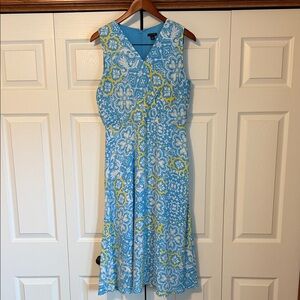 Ann Taylor Blue and Yellow Floral Midi Dress